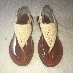 La Hearts crochet t-strap sandals